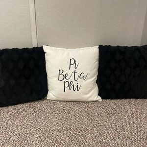 Pi Beta Phi Pillow & 2 Black Accent Pillows